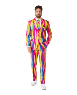 Men's Valentine's Day Suits - Hearts And Rainbow Print Outfits - Love Theme Party Suits
