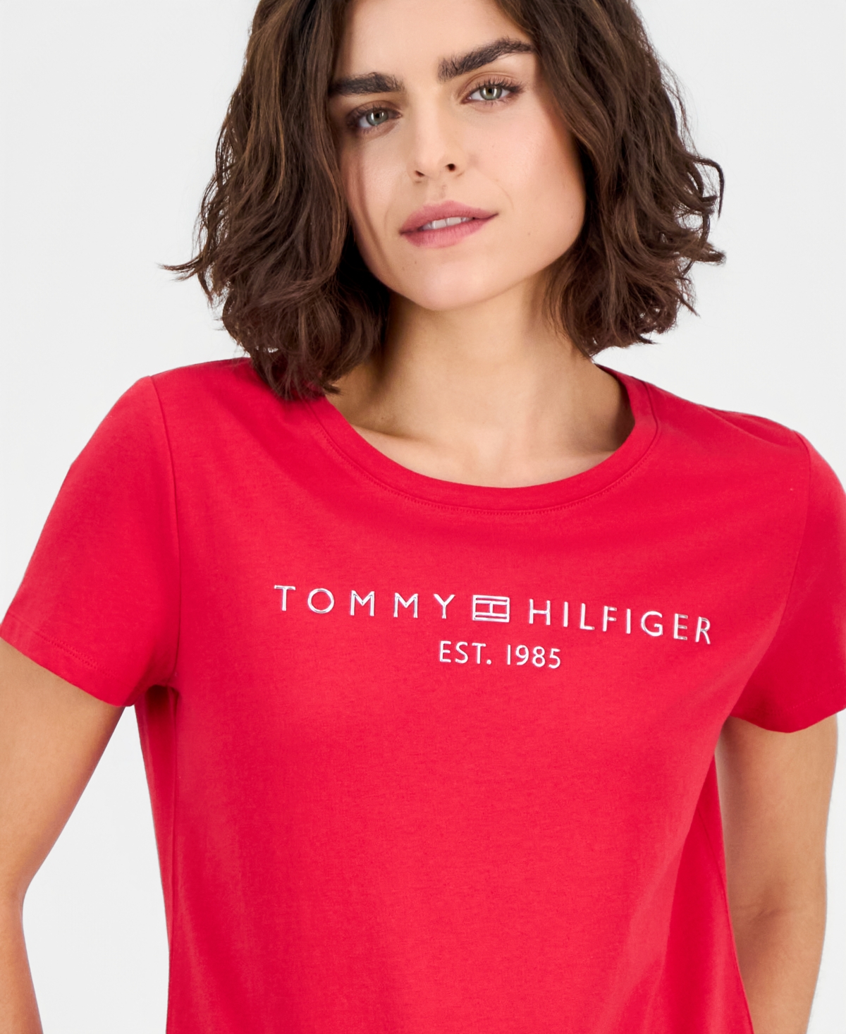 Tommy Hilfiger Women's Cotton Logo Crewneck T-shirt In Red