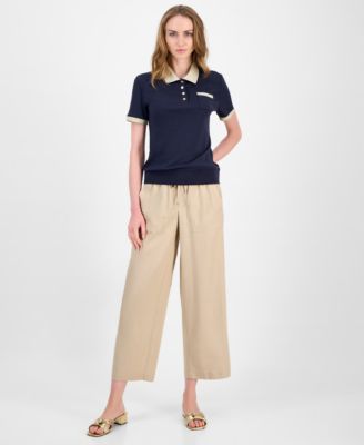 Women's Cotton Shine-Collar Polo Top