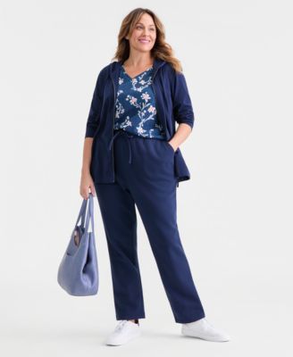 Women's Plus Size Mid Rise Drawstring-Waist Fleece Pant, Exclusively at Macy's