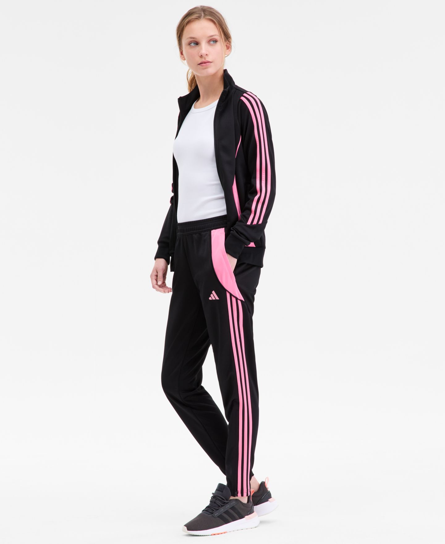 Женские брюки adidas Tiro 24 Slim-Fit Training, цвет: Чёрный / Розовый — фото 2