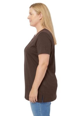 Plus Size Women's Perfect Short-Sleeve Shirred V-Neck Tunic Top