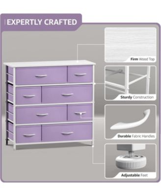 Dresser with 8 Drawers - Storage Chest Organizer with Steel Frame, Wood Top, Handles, Fabric Bins