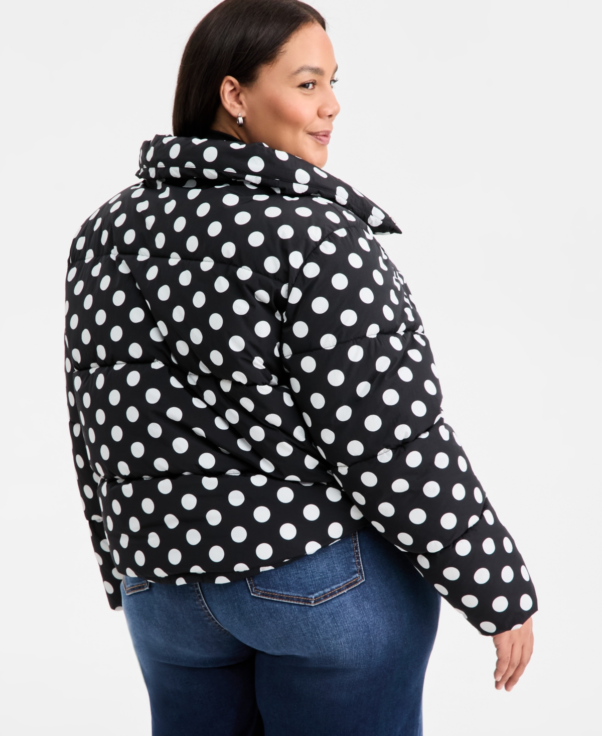 On 34th Trendy Plus Polka-Dot Puffer Jacket, Macy's Exclusive