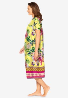 Plus Size Only Necessities Short Print Shirred Lounger