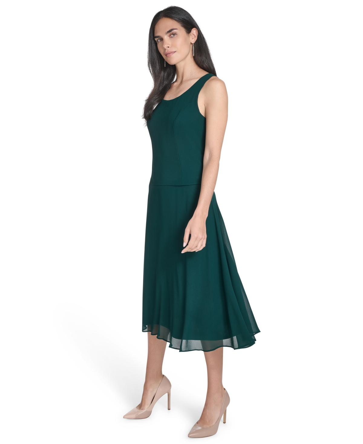 Jessica Howard Petite Lace Jacket & Chiffon Midi Dress Set In Green