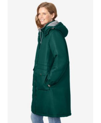 Plus Size Mid-Length Microfiber Parka