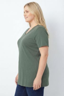 Women's Plus Size Perfect Short-Sleeve V-Neck Tunic Top