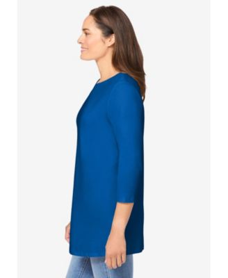 Plus Size Perfect Three-Quarter Sleeve Crewneck Tee