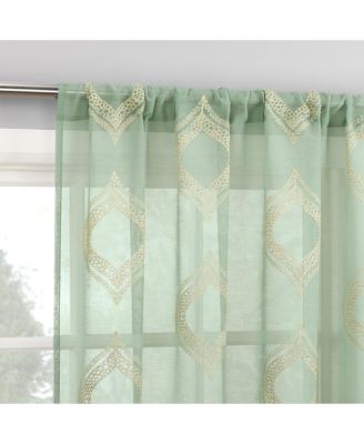 Rivalie Embroidered Medallion Sheer Rod Pocket Curtain Panel