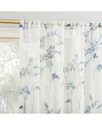 Maeve Botanical Print Sheer Rod Pocket Curtain Panel