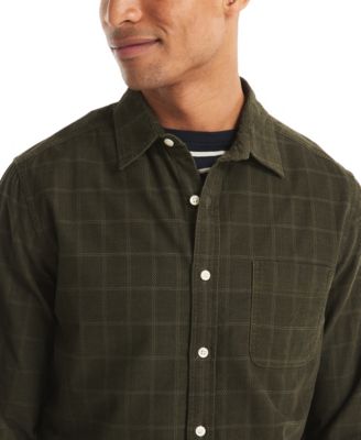 Men's Long Sleeve Corduroy Plaid Dobby Shirt