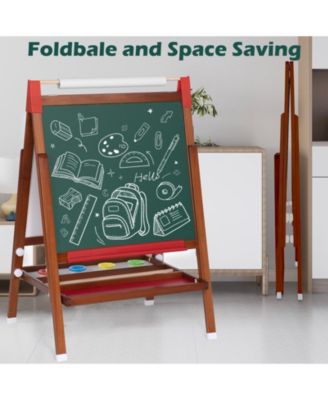 26" Wide 3 in 1 Kids Easel Height Adjustable Art Easel with Chalkboard, Whiteboard & Paper Roll