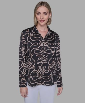 Women's Printed Collared Neck Blouse