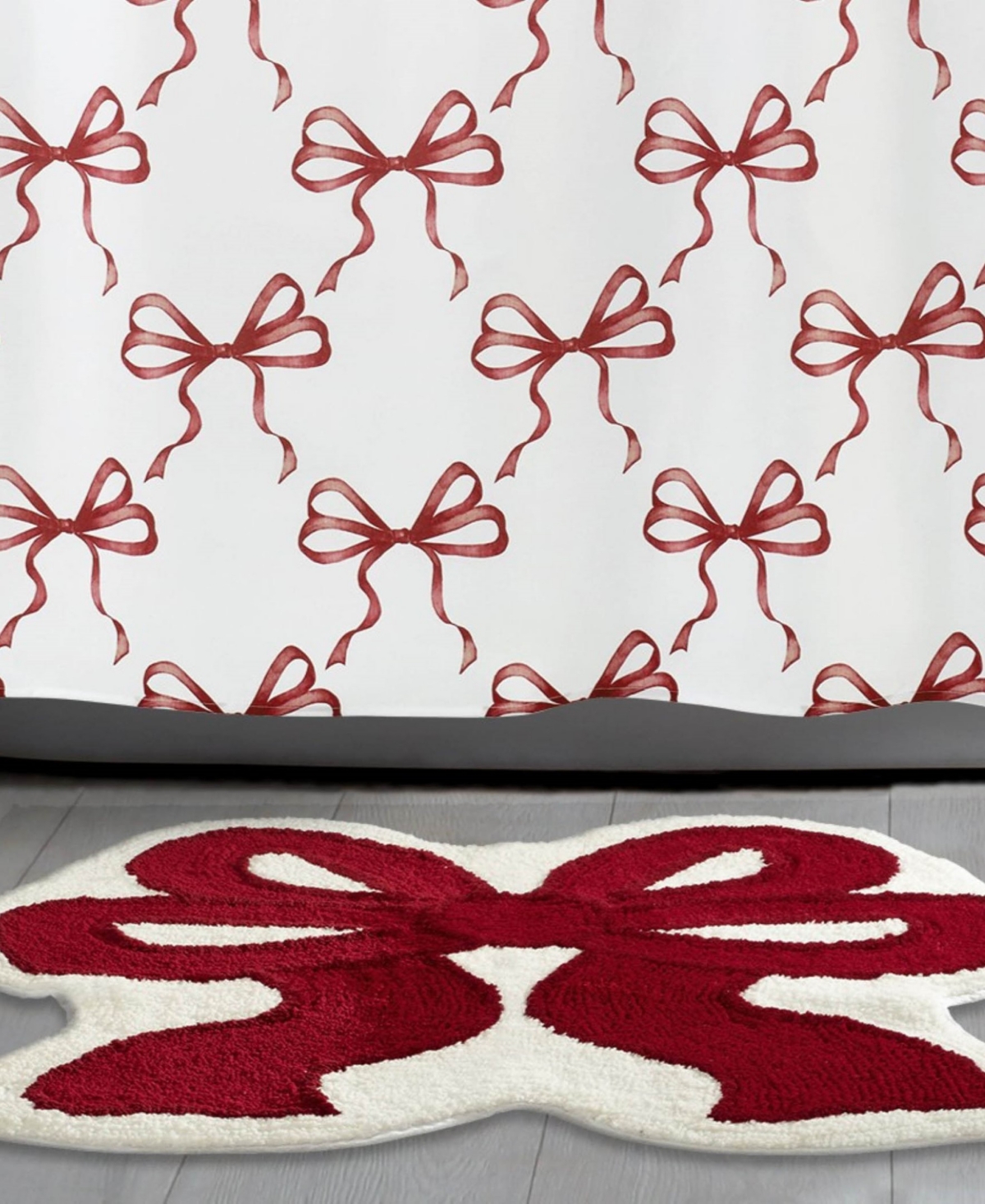 Avanti Christmas Bows Polyester Bath Rug, 29" X 22" In White