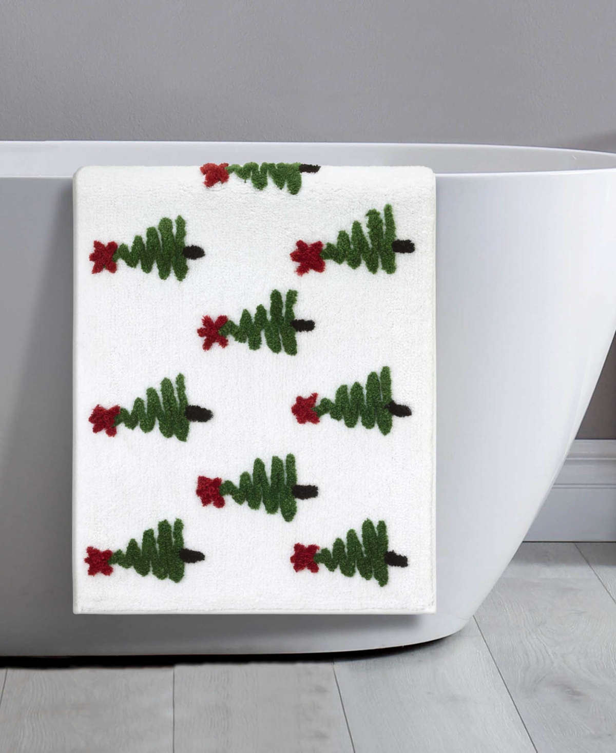 Avanti Ribbon Tree Polyester Bath Rug, 20" X 32" In White