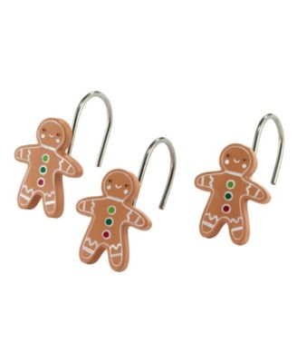 Gingerbread Man Shower Curtain and 12-Pc. Shower Curtain Hooks Set
