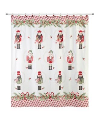 Peppermint Nutcracker Shower Curtain and 12-Pc. Shower Curtain Hooks Set