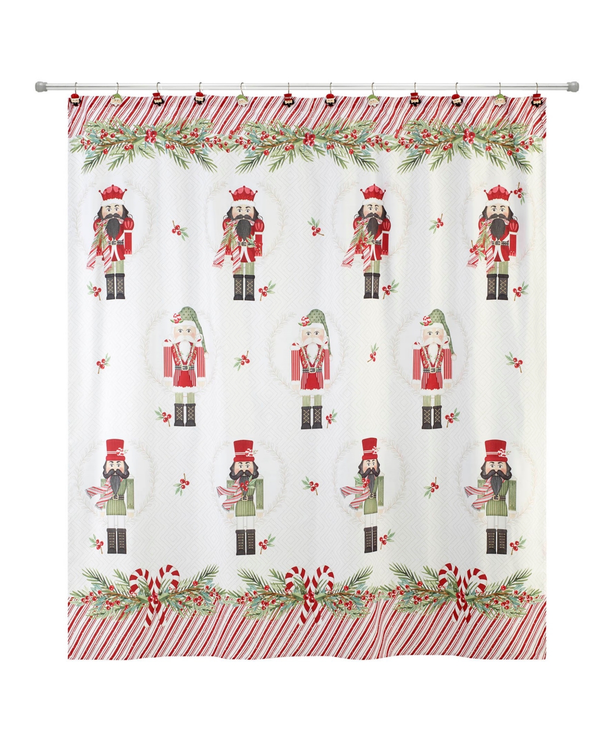 Avanti Peppermint Nutcracker Shower Curtain And 12-pc. Shower Curtain Hooks Set In Multi