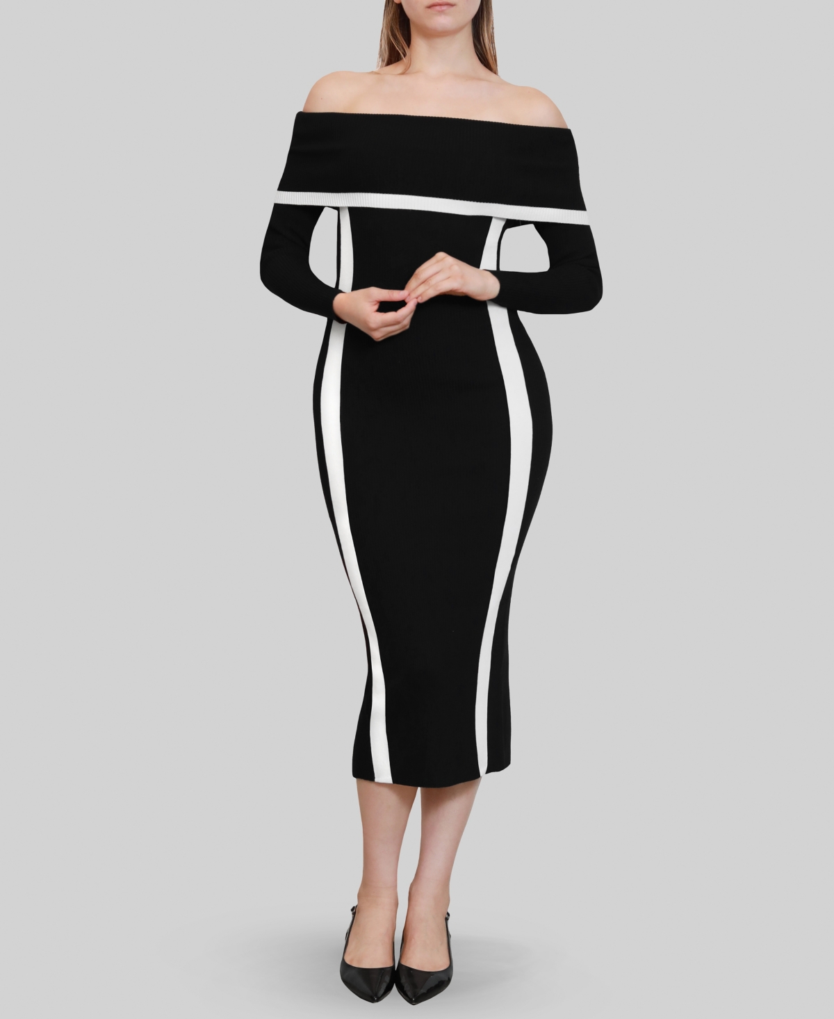 Dylan Ryan Women's Off The Shoulder Sweater Dress In Black