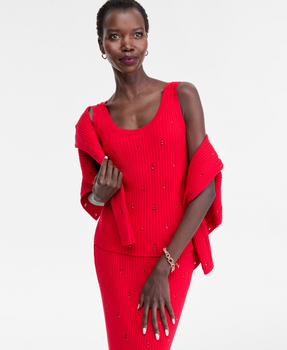 I.n.c. International Concept Women's Embellished Sweater Tank Top, Macy's Exclusive