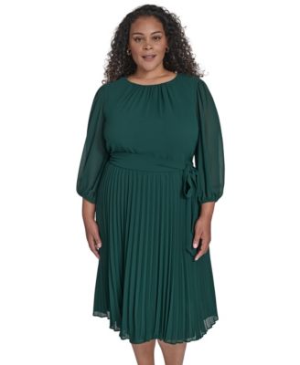 Plus Size Ballon Sleeve Midi Dress
