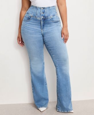 Women's Dolly Joleans Corset Flare Jeans, Regular & Plus Size