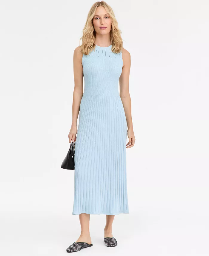 Women's Sleeveless Metallic Sweater Dress