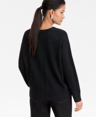 Women's Ribbed-Trim Crewneck Pullover Sweater, Macy's Exclusive