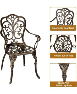 Patio Bistro Sets 3 Piece Outdoor Cast Aluminum Patio Bistro Set, Patio Table and Chairs Set of 2 with Umbrella Hole for Yard, Garden, Balcony, Poolside, Antique Bronze