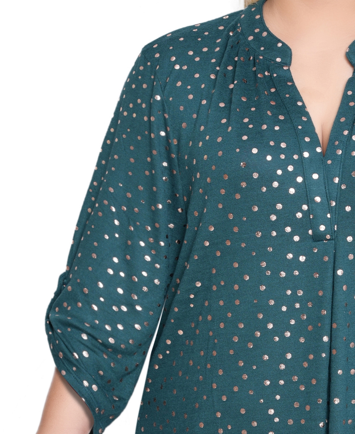 Ny Collection Plus Size Long Roll Tab Sleeve Tunic Top