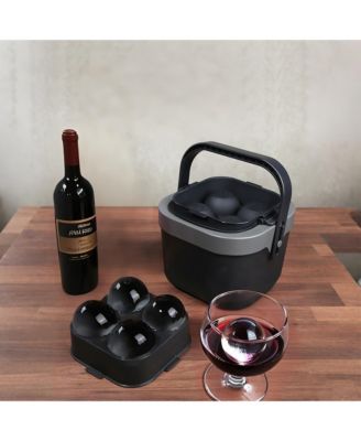 4 Silicone Sphere Ice Mold Tray Ice Ball Maker with Insulated Bucket