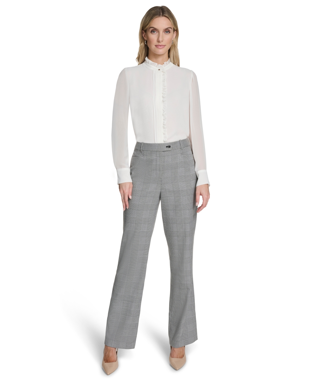 Calvin Klein Women's Houndstooth Mid-rise Pants In Multi