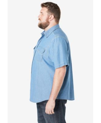 Big & Tall Short Sleeve Denim And Twill Shirt