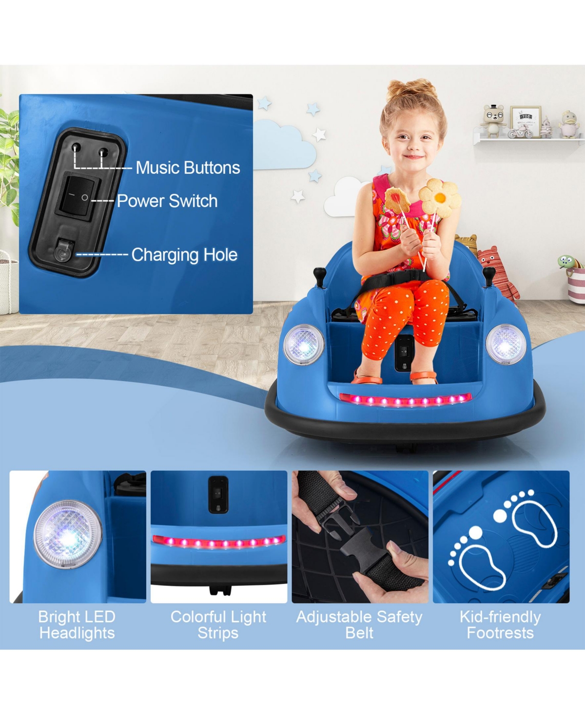 12V Electric Kids Ride on Bumper Car Battery Powered Bumping Car with Remote Control