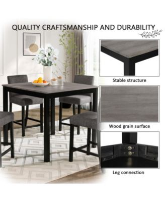 5 Piece Counter Height Table Set with 4 Chairs for Kitchen or Dining Room