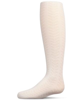 Girls Multi-Chevron Drop-Stitch Textured Cotton Blend Sweater Tights