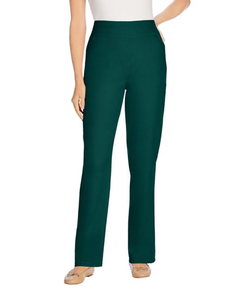 Женские джинсы Woman Within Petite Within Flex-Fit Pull-On Straight-Leg Gap-Free Stretch Denim Jeans, цвет: Изумрудный зелёный