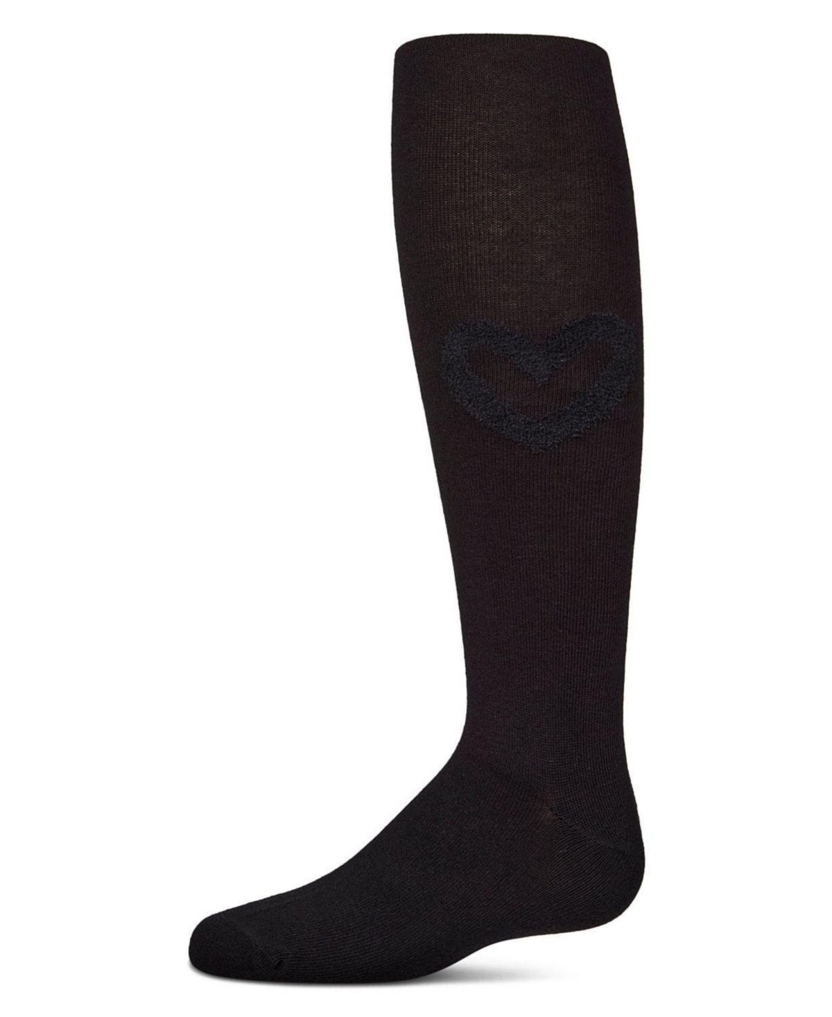 Memoi Little Girls Ribbed Cotton Rich Terry Heart Trimmed Sweater Tights