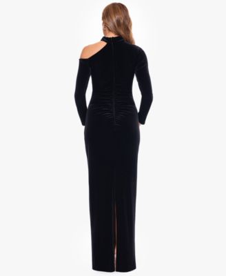 Women's Velvet Cold Shoulder Long Sleeve Gown
