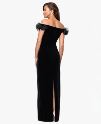 Women's Velvet Off The Shoulder Ruffle Dress