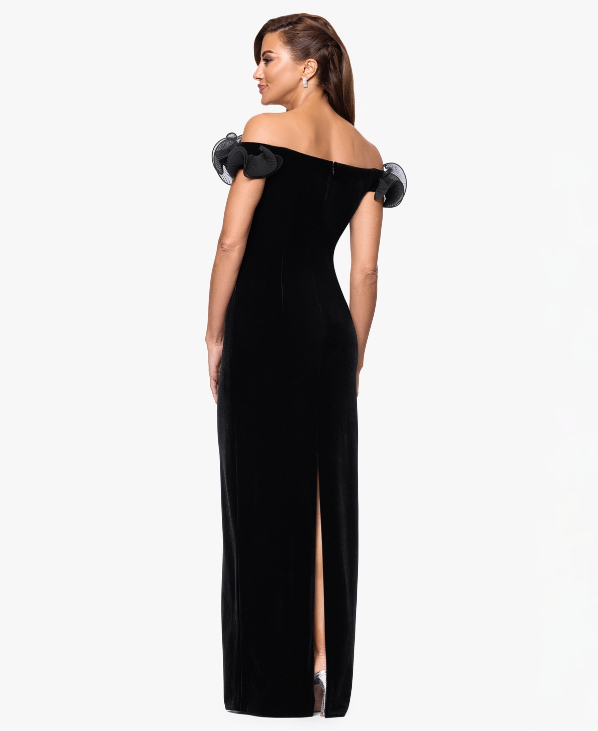 Xscape Women's Off The Shoulder Ruffle Dress In Black