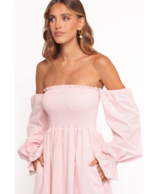 Women's Domenica Shirred Long Sleeve Midi Dress - Pink