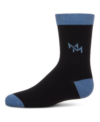 Boys Overlapped-M Cotton-Rich Fine-Gauge Crew Sock