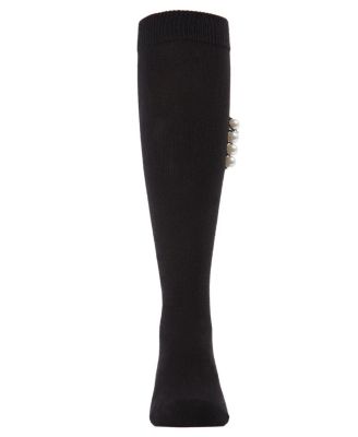 Girls' Side Pearls Cotton Blend Knee High Socks