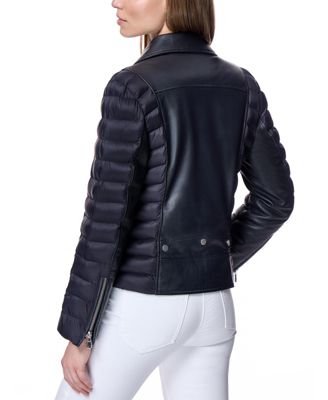 Women's Leather Puffer Jacket