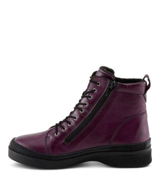 Hoylein Leather Combat-Style Boot with Double Zippers and Removable Insole