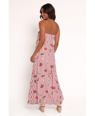 Women's Soph Strapless Maxi Dress - Red Picnic Stripe