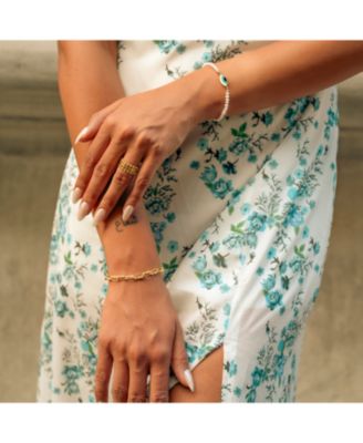 Sterling Silver Paperclip and Beaded Twisted Chain Bracelet