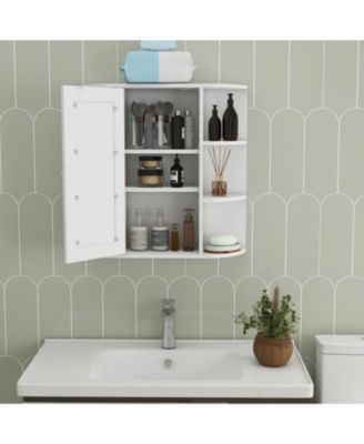 Wall Mounted Bathroom Medicine Cabinet with Mirror Door and Adjustable Shelves